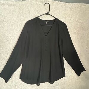 Express Black Flowy Top Long Sleeve Blouse. Career Casual Comfort. Large